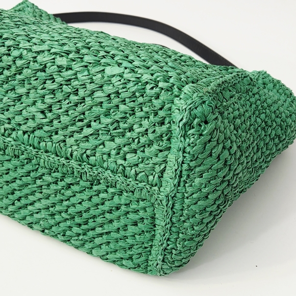 LIKE NEW CLARE V SUMMER SIMPLE RAFFIA TOTE BAG - GREEN APPLE - Picture 11 of 11